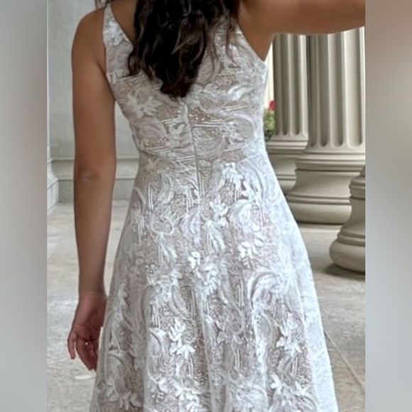 DRESS THE POPULATION Elisa Lace Fit & Flare Dress, SIZE LARGE               0110 - Picture 10 of 10